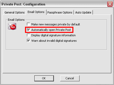 Automatically open Private Post